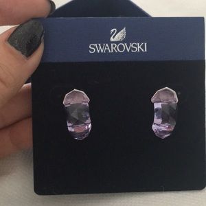 Swarovski purple crystal hoop earrings